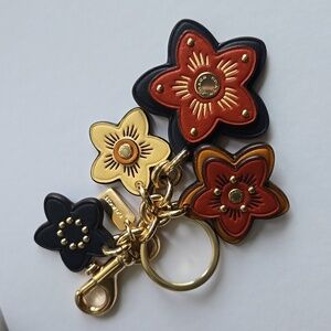 Coach Tea Rose Bag Charm Keychain in Gold